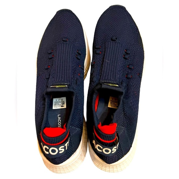 Lacoste Men`s  Court-Drive Textured Knit Sneaker Size 12Navy/Red - Picture 9 of 9